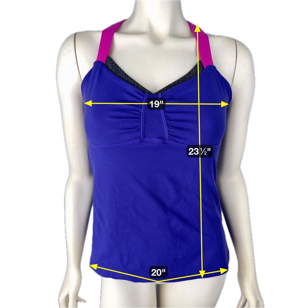 Rese Yoga Tank Top Womens‎ Large Purple Pink Crossback Athletic Made in USA - Picture 4 of 10